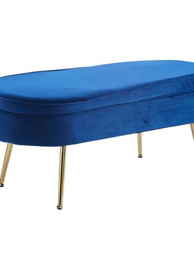 SalesFever Ovale poef gemaakt van donkerblauw fluweel