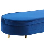 SalesFever Ovale poef gemaakt van donkerblauw fluweel