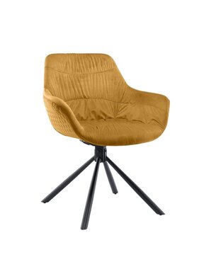 SalesFever Fauteuil met honingraatstiksel in mosterdgeel fluweel