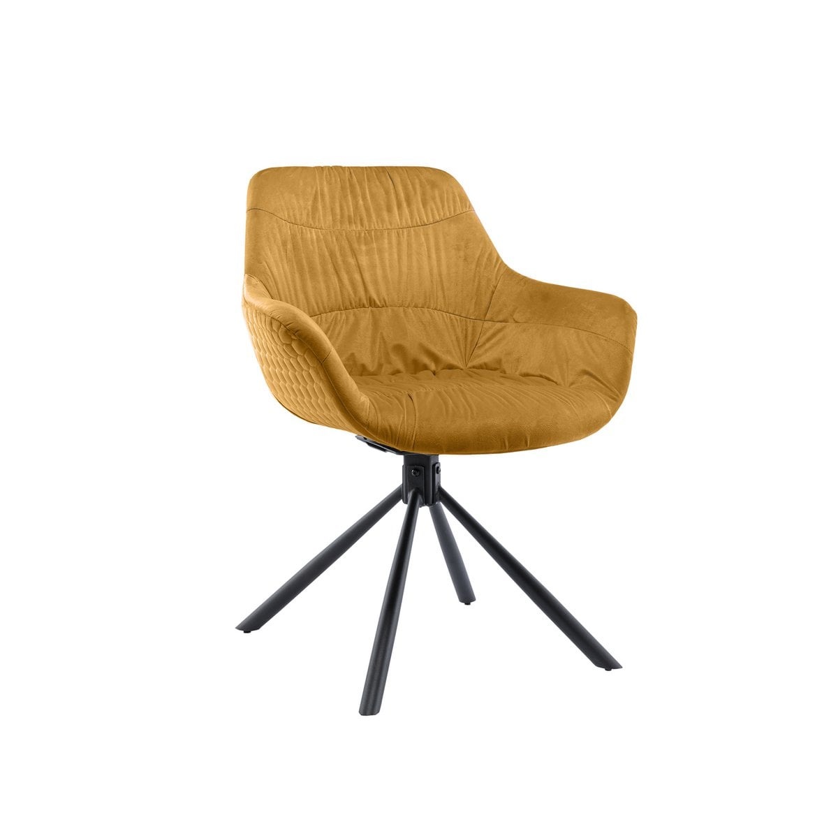 SalesFever Fauteuil met honingraatstiksel in mosterdgeel fluweel