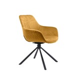 SalesFever Fauteuil met honingraatstiksel in mosterdgeel fluweel