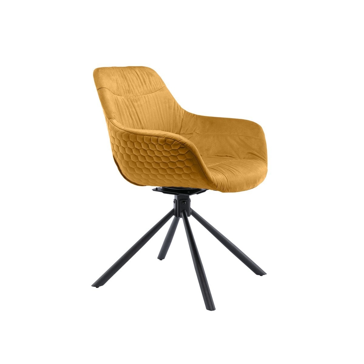 SalesFever Fauteuil met honingraatstiksel in mosterdgeel fluweel