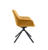 SalesFever Fauteuil met honingraatstiksel in mosterdgeel fluweel