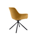 SalesFever Fauteuil met honingraatstiksel in mosterdgeel fluweel