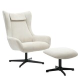 SalesFever Fauteuil en kruk corduroy look beige