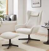 SalesFever Fauteuil en kruk corduroy look beige
