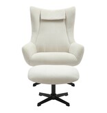 SalesFever Fauteuil en kruk corduroy look beige