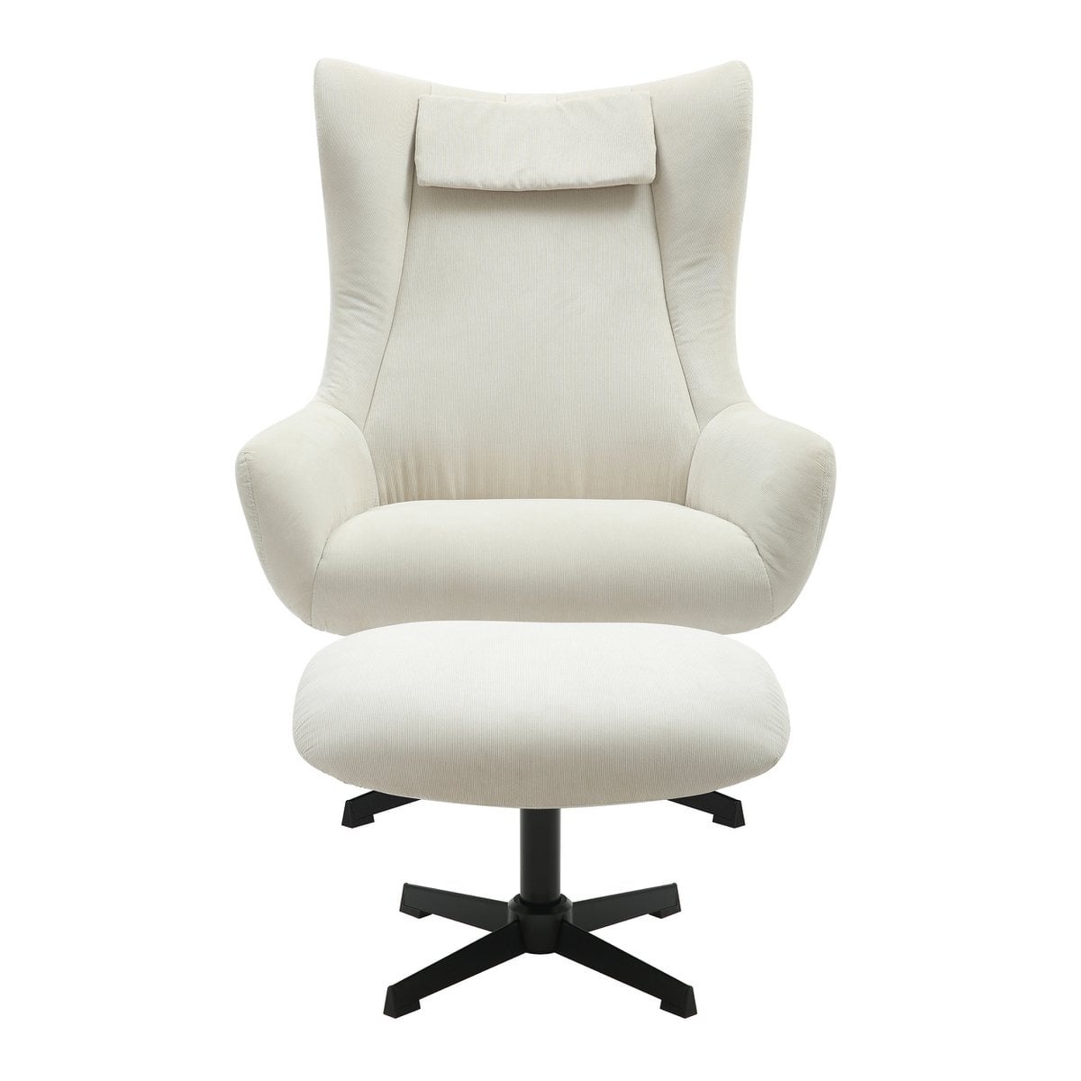 SalesFever Fauteuil en kruk corduroy look beige