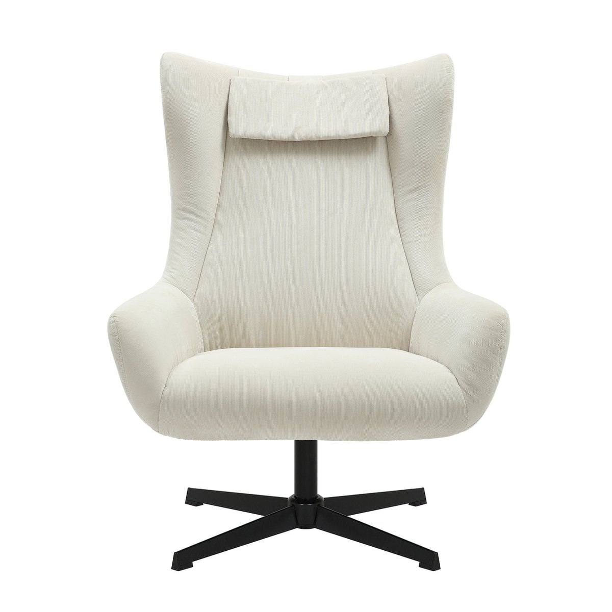 SalesFever Fauteuil en kruk corduroy look beige