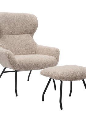 SalesFever Fauteuil- en krukset teddybont taupe