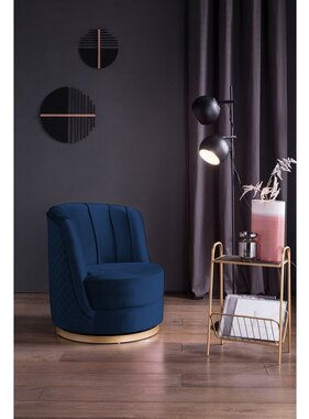 SalesFever Donkerblauwe fluwelen draaifauteuil