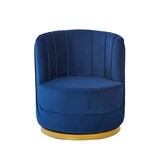 SalesFever Donkerblauwe fluwelen draaifauteuil