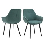SalesFever Set van 2 Corduroy Fauteuils Groen