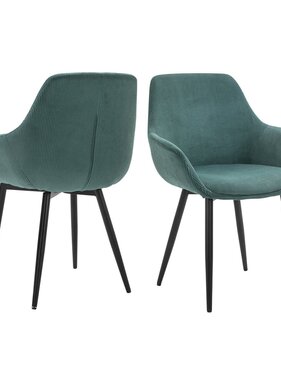 SalesFever Set van 2 Corduroy Fauteuils Groen