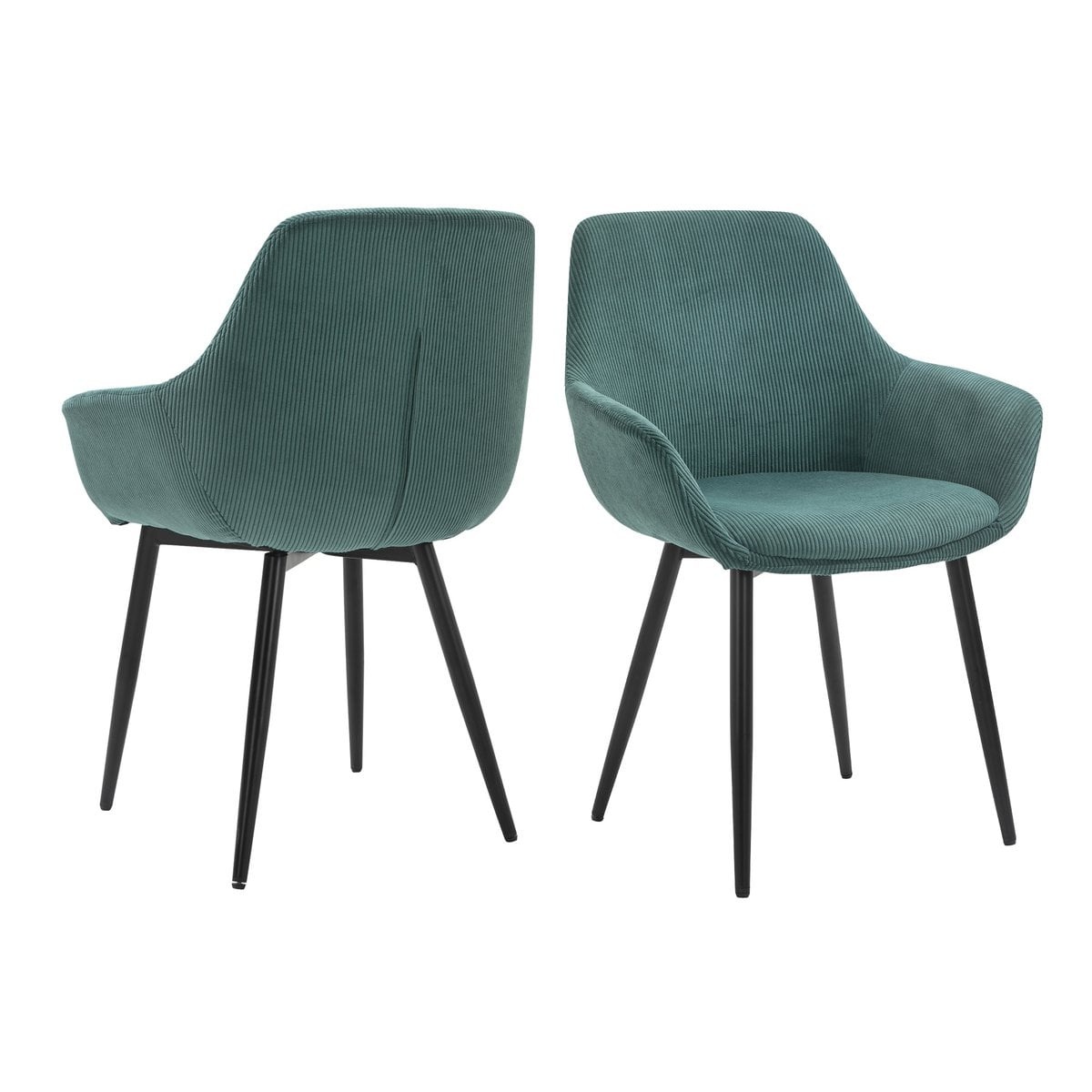 SalesFever Set van 2 Corduroy Fauteuils Groen