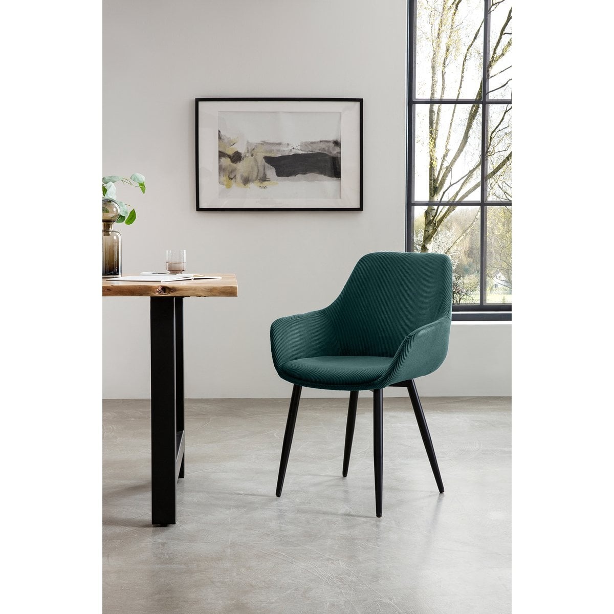 SalesFever Set van 2 Corduroy Fauteuils Groen