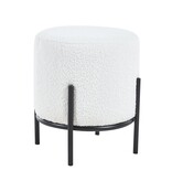 SalesFever Gestoffeerde kruk Ø35 cm bouclé stof wit