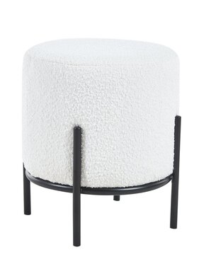 SalesFever Gestoffeerde kruk Ø35 cm bouclé stof wit