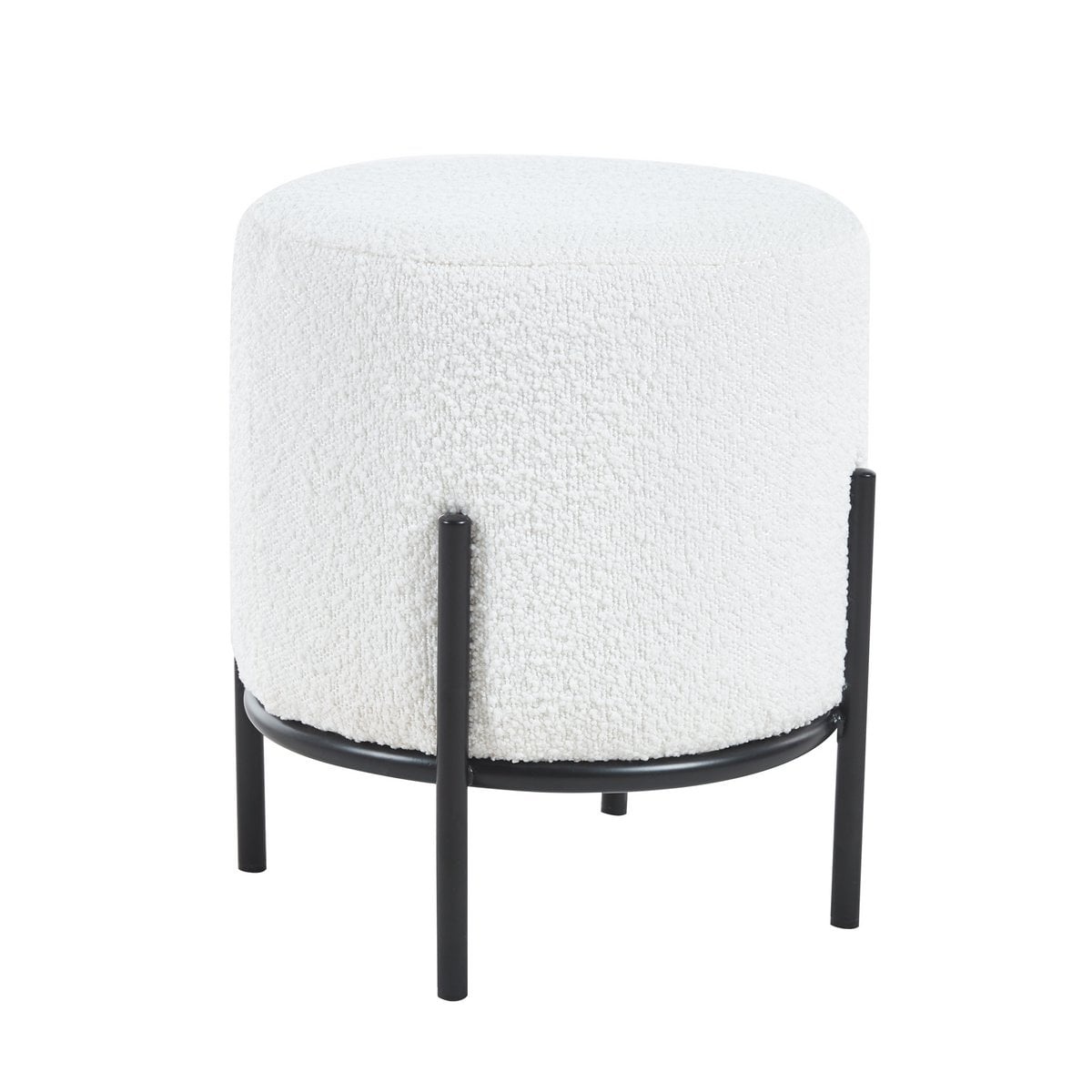 SalesFever Gestoffeerde kruk Ø35 cm bouclé stof wit