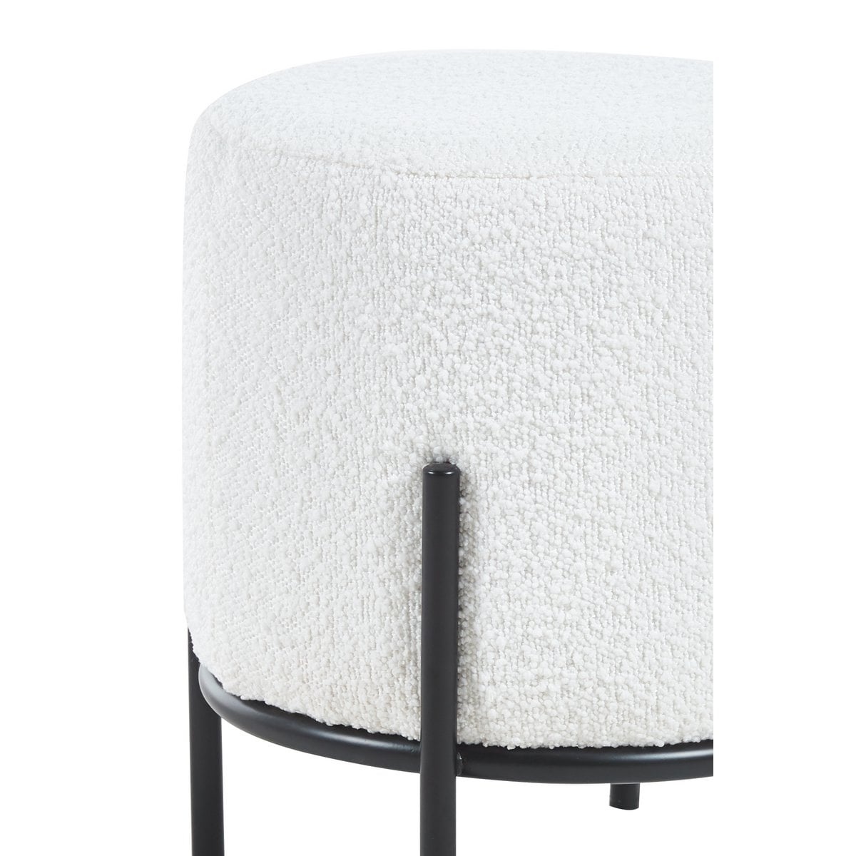 SalesFever Gestoffeerde kruk Ø35 cm bouclé stof wit