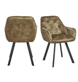 SalesFever Eetkamerstoel set van 2 vintage fluweel velours groen