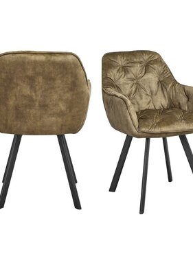SalesFever Eetkamerstoel set van 2 vintage fluweel velours groen