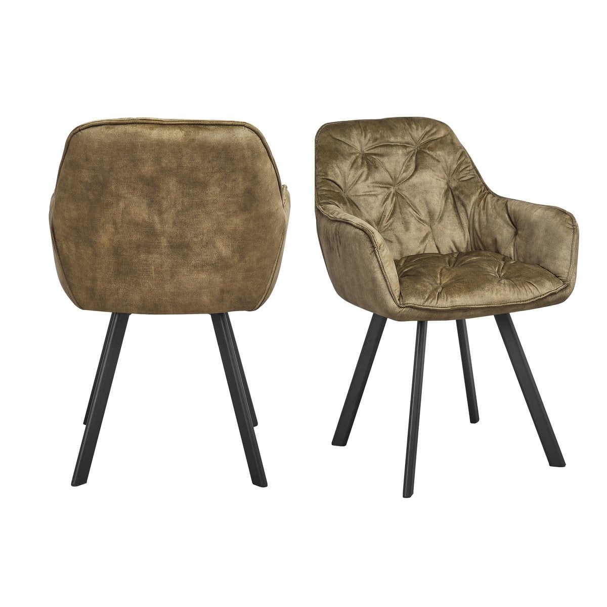 SalesFever Eetkamerstoel set van 2 vintage fluweel velours groen