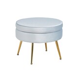 SalesFever Ronde poef in lichtgrijs fluweel