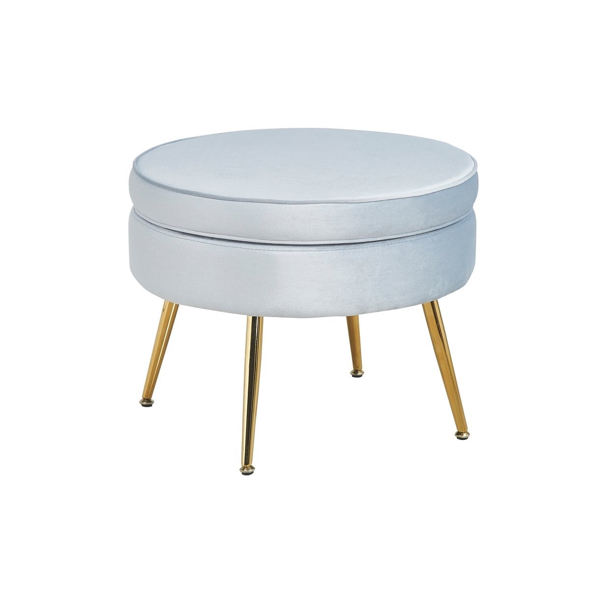 SalesFever Ronde poef in lichtgrijs fluweel