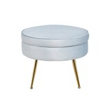 SalesFever Ronde poef in lichtgrijs fluweel