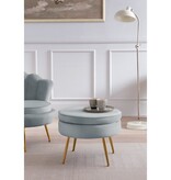 SalesFever Ronde poef in lichtgrijs fluweel