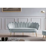 SalesFever Ronde poef in lichtgrijs fluweel