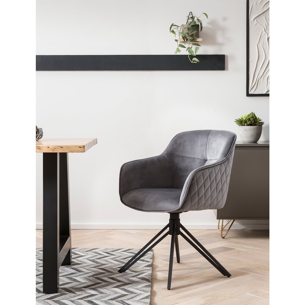 SalesFever Fauteuil met honingraatquilt grijs