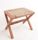 KantoormeubelenPlus Grote houten kruk INDRA (beige) gemaakt van Trembesi met een zitvlak van geweven gerecycled papier