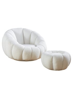 SalesFever Fauteuil- en krukset gemaakt van wit teddybont