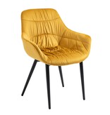 SalesFever Fauteuil met honingraatstiksel in mosterdgeel fluweel