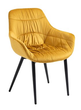 SalesFever Fauteuil met honingraatstiksel in mosterdgeel fluweel