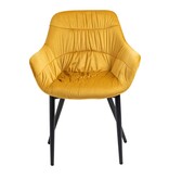 SalesFever Fauteuil met honingraatstiksel in mosterdgeel fluweel