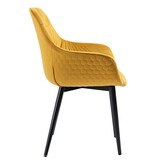 SalesFever Fauteuil met honingraatstiksel in mosterdgeel fluweel