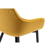 SalesFever Fauteuil met honingraatstiksel in mosterdgeel fluweel