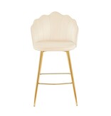 SalesFever Set van 2 barkrukken met schelpdesign in beige fluweel