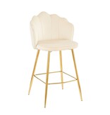 SalesFever Set van 2 barkrukken met schelpdesign in beige fluweel