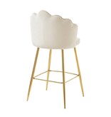 SalesFever Set van 2 barkrukken met schelpdesign in beige fluweel