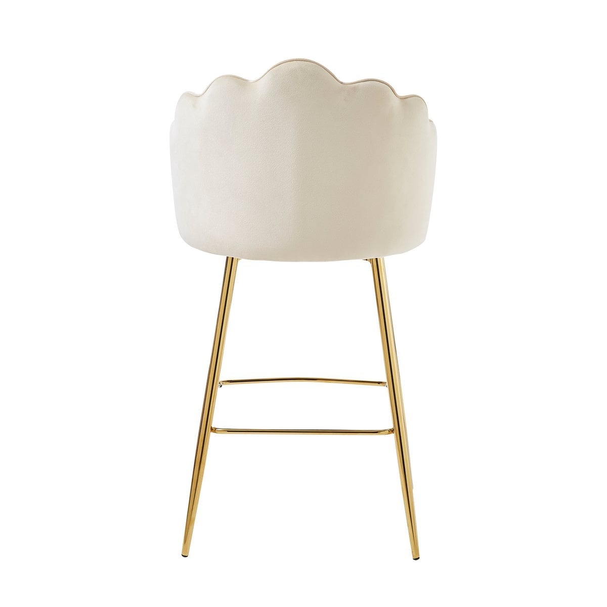 SalesFever Set van 2 barkrukken met schelpdesign in beige fluweel