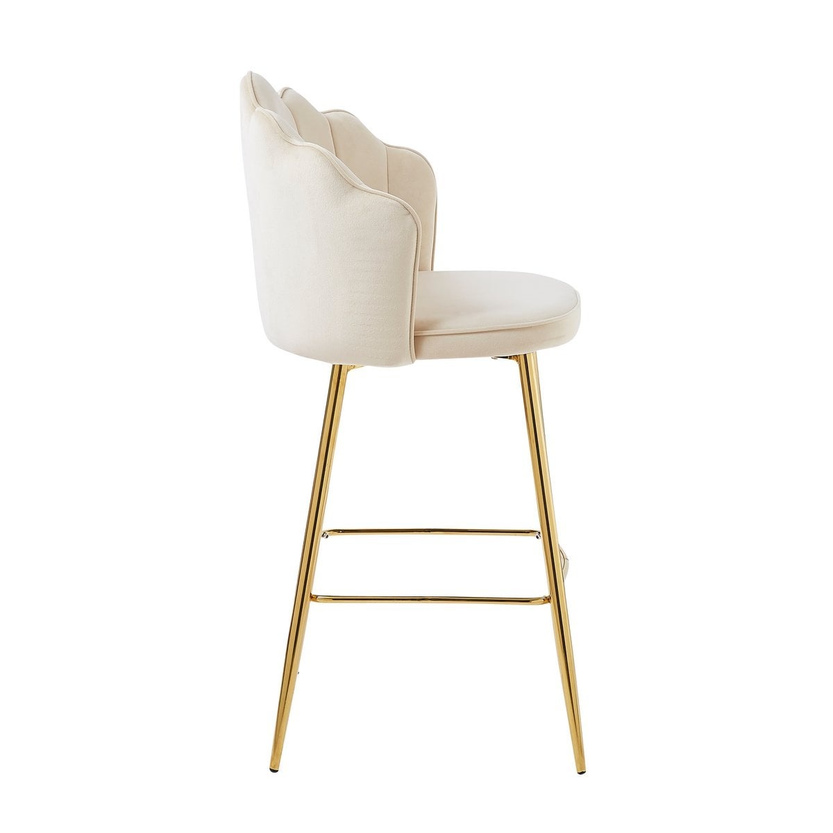 SalesFever Set van 2 barkrukken met schelpdesign in beige fluweel