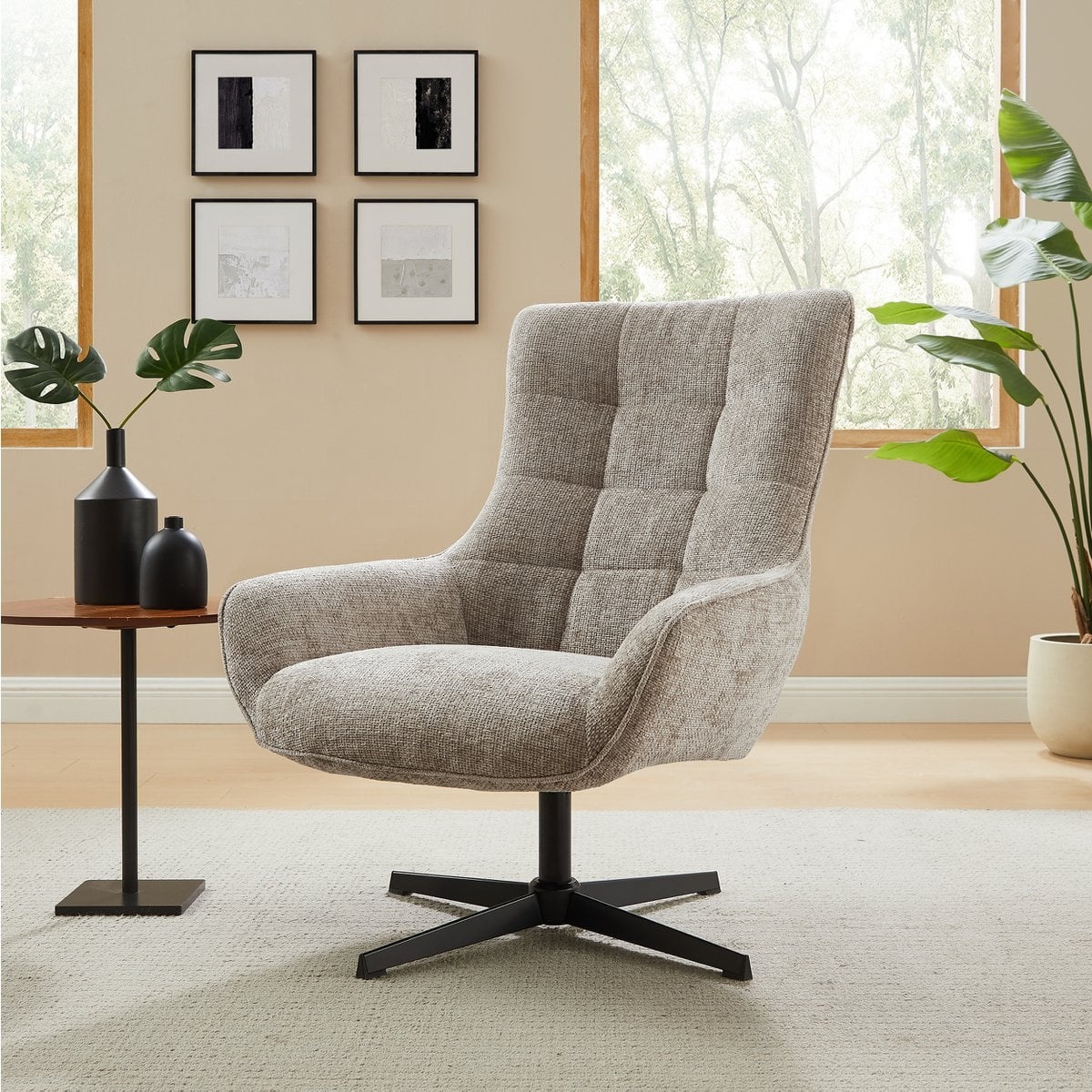 SalesFever Fauteuil chenille stof lichtgrijs