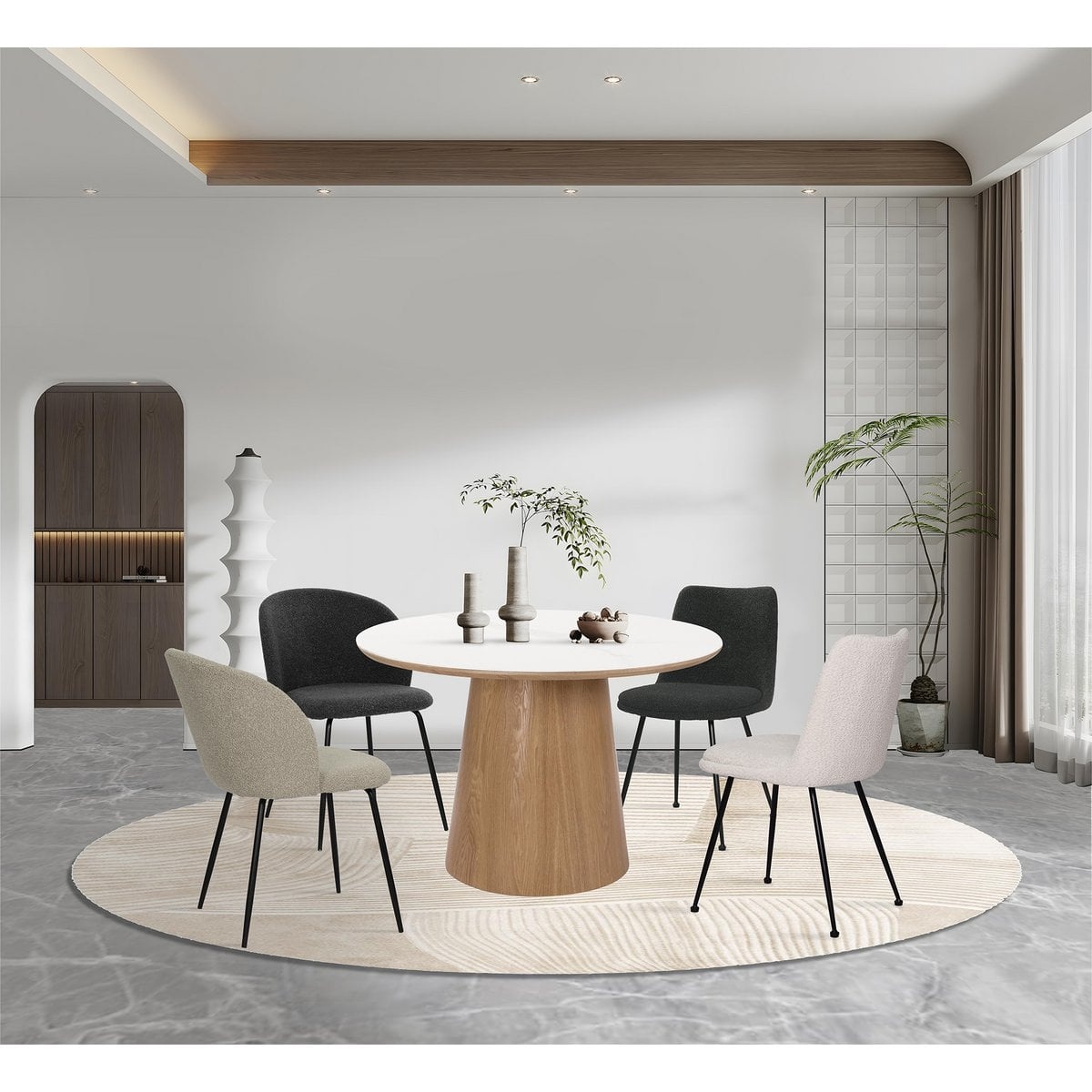 Set van 2 stoelen met bouclé bekleding