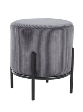 SalesFever Gestoffeerde kruk Ø35 cm koordoptiek grijs