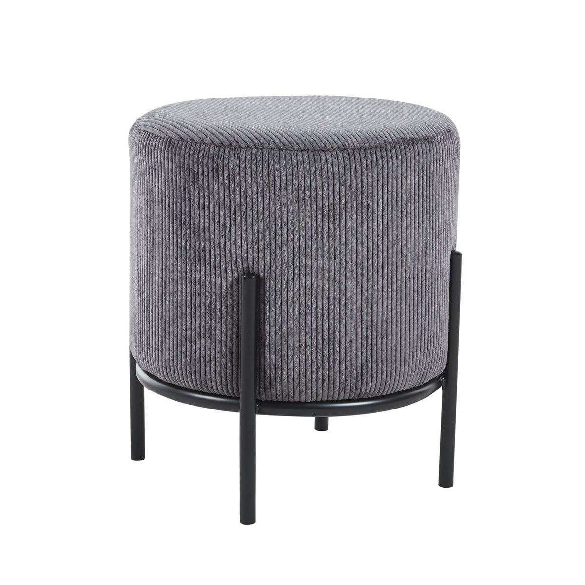 SalesFever Gestoffeerde kruk Ø35 cm koordoptiek grijs