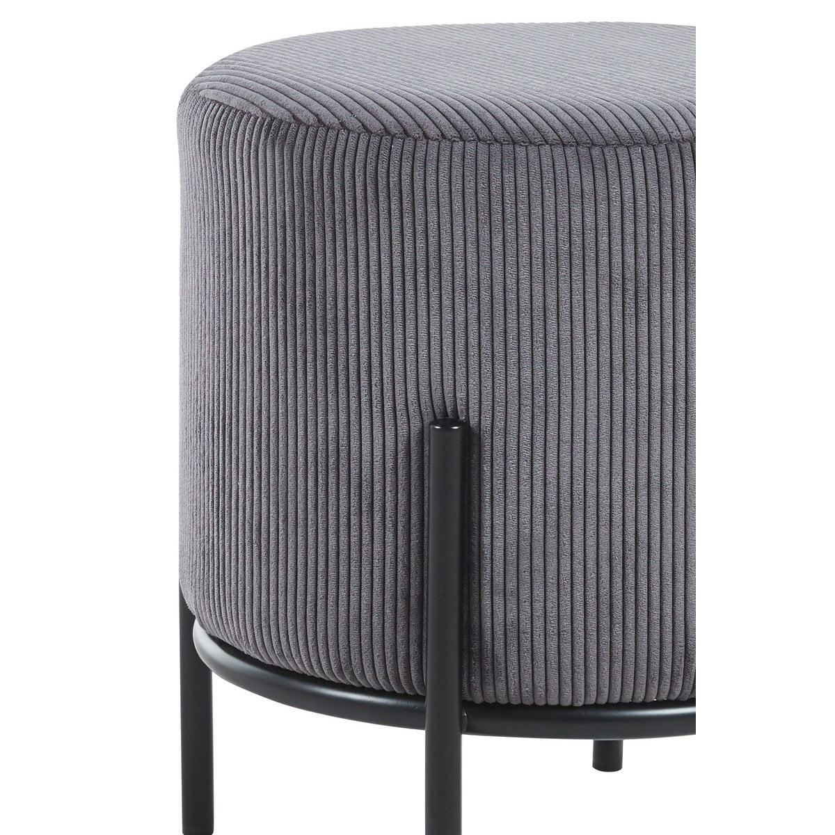 SalesFever Gestoffeerde kruk Ø35 cm koordoptiek grijs